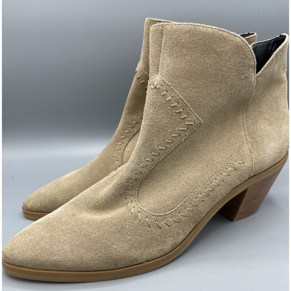 Rebecca Minkoff Womens Tan Suede‎ Ankle Boots 9.5 Bootie Heel Career Casual